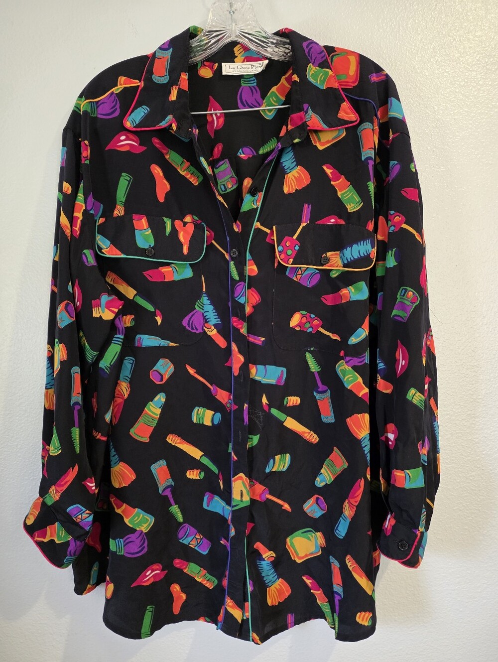 Women's La Chine Plus by Galinda Wang Black Lipstick Print Shirt 18W (AS IS)